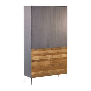 Pandora Cabinet 4 deuren | Teak met Blauwstaal 110 x 45 x 201