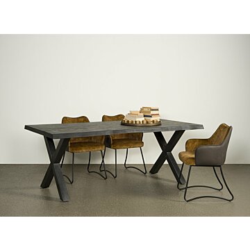 Xara Live-edge dining table 160-200x100 - top 5 - Black - TWR-NA0312-0315-B