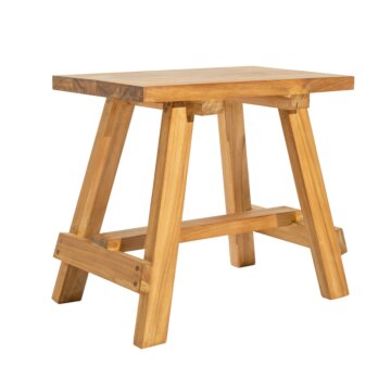 Teak Solid krukje met gesloten zitting, massief en stijlvol, afmetingen 50x30x45 cm