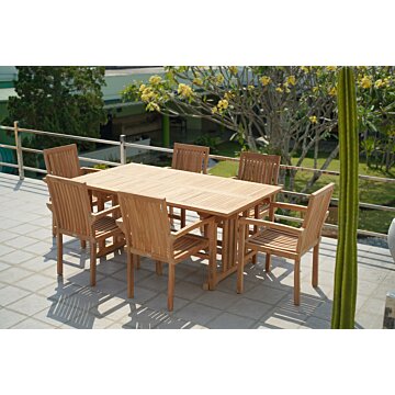Uitschuifbare teakhouten tuintafel 180 <> 240 x 100