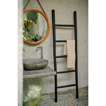 Houten decoratie ladder | Rustiek Zwart  | 50x5x175 - TK-DL-50-5-175-ZWART-TEAK