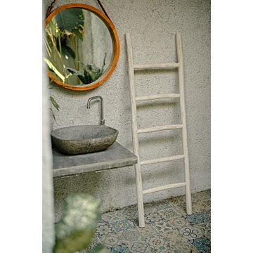 Houten decoratie ladder | White wash | 50x5x175 - TK-DL-50-5-175-WHITE-WASH