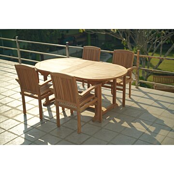 Tuintafel Ovaal 150 naar 200 cm met Pile Stapelbare tuinstoelen