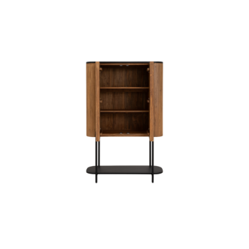 Tower Living Palazzo opbergkast 105 cm, gerecycled teakhout met zwart stucwerk bovenblad en zwarte metalen poten