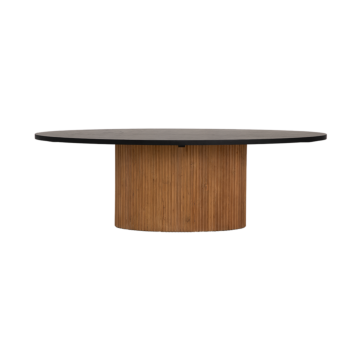 Tower Living Palazzo eetkamertafel ovaal 240 cm, gerecycled teakhout met geribbelde afwerking en betonnen bovenblad