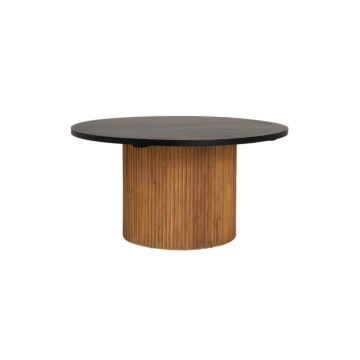 Tower Living Palazzo eetkamertafel rond 150 cm, gerecycled teakhout met geribbelde afwerking en betonnen bovenblad