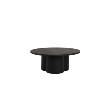 Tower Living Palazzo salontafel rond 82,5 cm, gerecycled teakhout met geribbelde afwerking en betonnen bovenblad