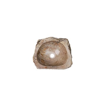  Versteende houten waskom Teakea 37x30x14 cm - compact en modern badkamerdesign.