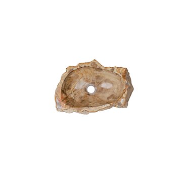 Versteende houten waskom Teakea 45x29x13 cm - elegant, duurzaam en natuurlijk badkamerdesign.