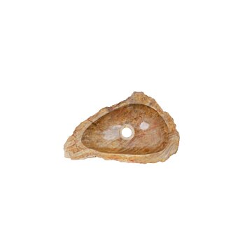 Versteende houten waskom Teakea 47x30x14 cm - natuurlijk fossiel design.