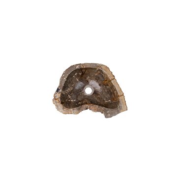  Versteende houten waskom Teakea 40x32x14 cm - compact en natuurlijk badkamerdesign.