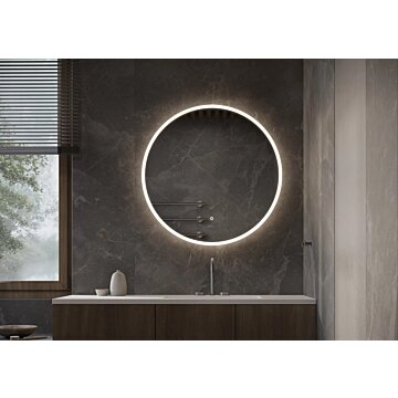 PORTO ronde spiegel met ingebouwde LED-verlichting, touchdimmer en spiegelverwarming – verkrijgbaar in Ø600 mm, Ø800 mm, Ø1000 mm en Ø1200 mm. Modern design voor badkamer en woonkamer, met warm/koud lichtwissel en CE-keurmerk. Nu uit voorraad leverbaar.