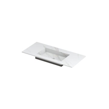 POST Wastafel met enkele wasbak in keramische slab met schuinaflopende envelop bodem 100 x 45 x 1 wasbak rechts