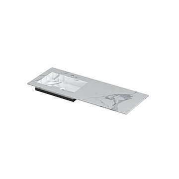 POST Wastafel met enkele wasbak in keramische slab met schuinaflopende envelop bodem 120 x 45 x 1 wasbak links