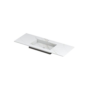 POST Wastafel met enkele wasbak in keramische slab met schuinaflopende envelop bodem 120 x 45 x 1 wasbak midden