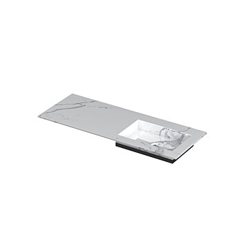 POST Wastafel met enkele wasbak in keramische slab met schuinaflopende envelop bodem 120 x 45 x 1 wasbak rechts