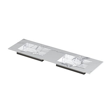 POST Wastafel met enkele wasbak in keramische slab met schuinaflopende envelop bodem 160 x 45 x 1 wasbak dubbel