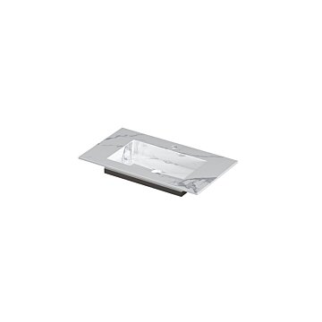 POST Wastafel met enkele wasbak in keramische slab met schuinaflopende envelop bodem 80 x 45 x 1