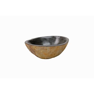 Natuurstenen waskommetje Teakea 33x30x15 cm - stijlvol, natuurlijk en compact toiletdesign.