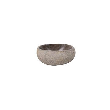 Natuurstenen waskom Teakea 27x22x12 cm - uniek, natuurlijk en compact badkamerdesign.








