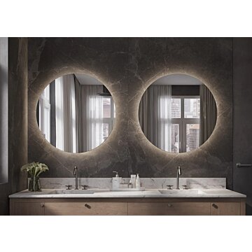 Luxe ronde spiegel ROTONDO met indirecte LED-verlichting, dimbare sensoren, spiegelverwarming en maatwerkopties tot 1200 mm – perfect voor moderne en klassieke interieurs.