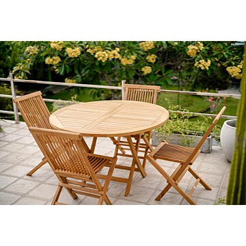 Teak Houten Klaptafel | Rond | Ø 120 | Tuintafel Inklapbaar - ST 030