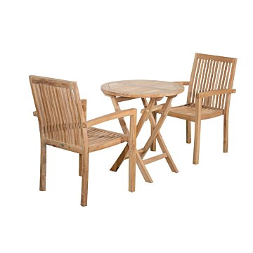 Pile sets van twee stoelen en een ronde inklapbare tuintafel