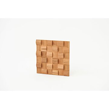 Teakea Wave Natural 3D wandpaneel van massief gerecycled teak – 30x30 cm, met golvende structuur en eenvoudig te bevestigen met montagekit.