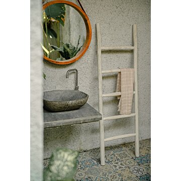 Houten decoratie ladder | White oiled | 50x5x175 - TK-DL-50-5-175-WHITE-OILED