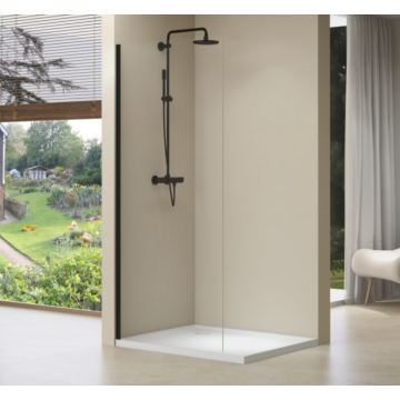 Van Rijn Products ST01ZWM inloopdouche 40cm met mat zwart beslag - zonder stabilisatiestang