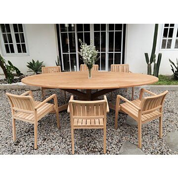 Teakea Ovale Teakhouten Tuintafel – 260x110 cm – Massief Teak – Voor 6–8 Personen – Outdoor Eettafel