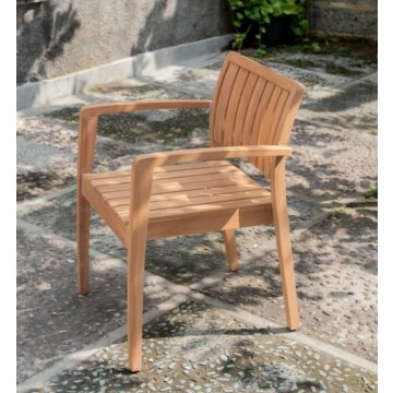 Teakea Amara Teakhouten Tuinstoel – Vaste Armstoel – Massief Teak – Buitenstoel met Leuningen