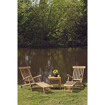 Tuintafel met onderblad + 2 Deckchairs met wielen | Florida Tuinset - SL002-ST034