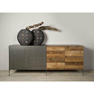 Pandora Sideboard | Blauwstaal met Teakhout  220x45x92(H)