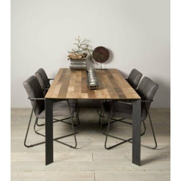 Pandora Eettafel | Teak met Staal | Meerdere Afmetingen - TWR-MX0021-0023