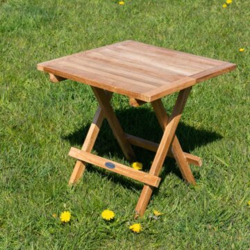 Tuin Teak Bijzettafel Inklapbaar 50x50x50 | Slate Vierkant Tuintafeltje - DEVI-ST038