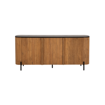 Tower Living Palazzo dressoir van 180 cm, gerecycled teakhout met geribbelde afwerking en betonnen bovenblad
