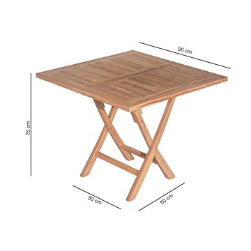 Teak Tuintafel 90 x 90 inklapbaar opvouwbaar