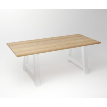 Eiken Tafel 3 cm Tafelblad | A (SHR) Frame Wit - Teakea.nl