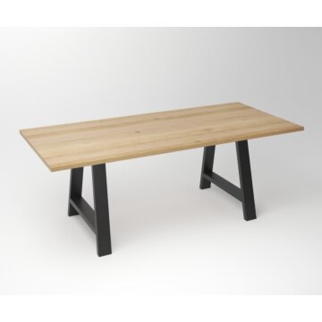 Eiken Tafel 3 cm Tafelblad | A (SHR) Fineline Frame Zwart - Teakea.nl