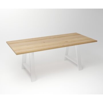 Eiken Tafel 3 cm Tafelblad | A (SHR) Fineline Frame Wit - Teakea.nl