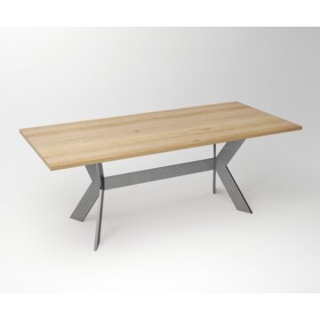 Eiken Tafel 3 cm Tafelblad | Rex Long Exclusive Stainless Steel Frame