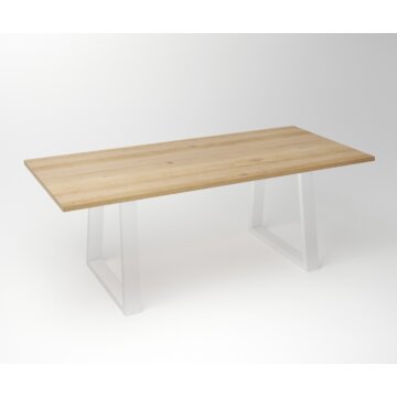 Eiken Tafel 3 cm Tafelblad | Trapezium Fineline Frame White - Teakea.nl