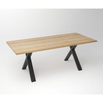 Eiken Tafel 3 cm Tafelblad | X Fineline Frame Zwart - Teakea.nl