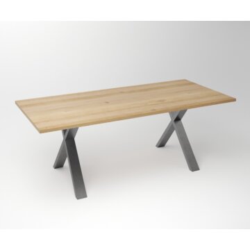Eiken Tafel 3 cm Tafelblad | X Fineline Frame Industrial - Teakea.nl