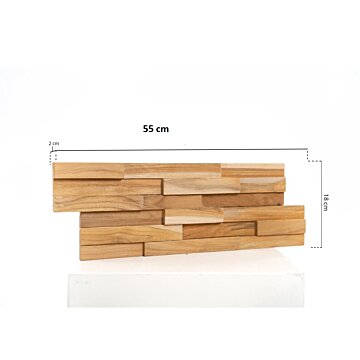 Naturel Teak houtstrips van Teakea, duurzaam en stijlvol, ideaal voor het toevoegen van warmte en textuur aan interieurwanden met een tijdloze uitstraling