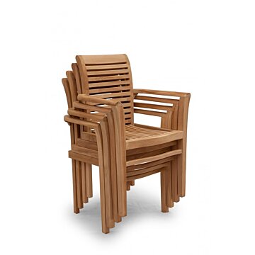 Stacker | Stapelbare Teak Tuinstoel | Set van 4 - SC035 - 4 stuks