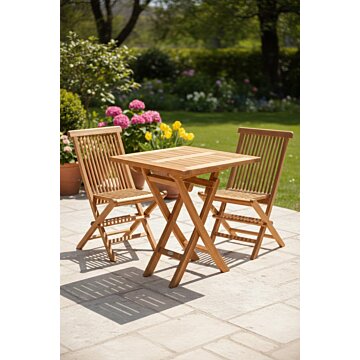 Teakhouten klaptafel 60x60 cm volledig uitgeklapt