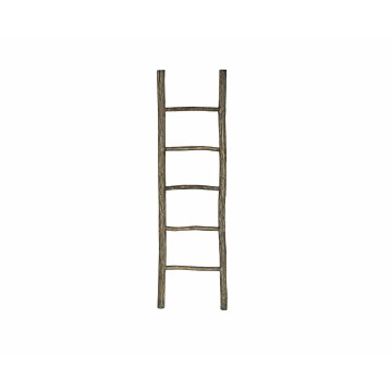 Decoratieve houten ladder Teak | Carved Wood | 50x5x150 - TK-DL-50-5-150-BRUIN-CARVED