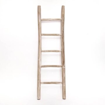 Houten decoratie ladder | Rustiek Wit | 50x5x175 - TK-DL-50-5-175-NATURAL-WIT